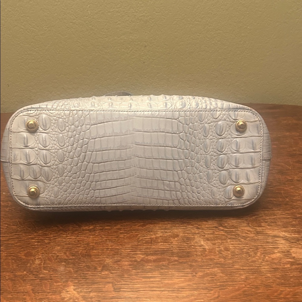Brahmin Medium Asher Croc Embossed Pale Blue Leather Tote - Picture 7 of 15
